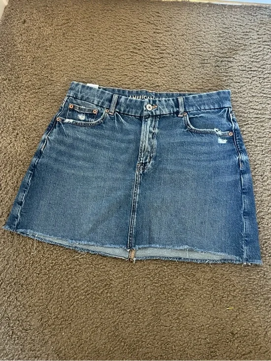 American Eagle Dark Blue Denim Mini Skirt - Picture 1 of 3